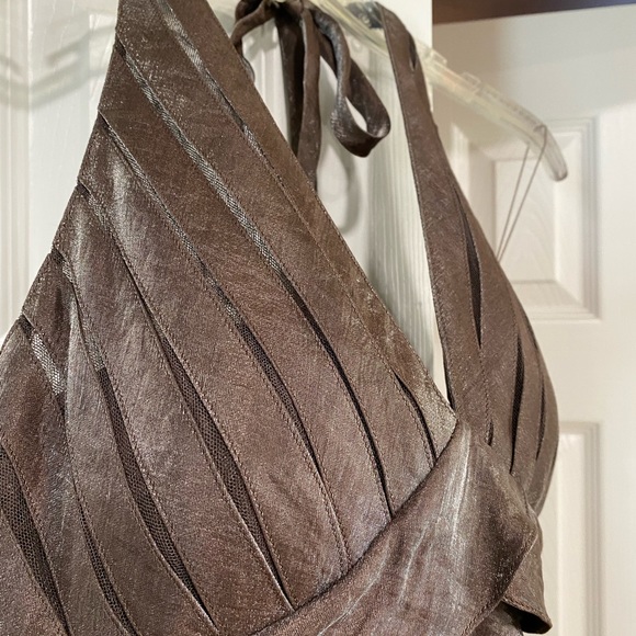 Cache Halter~Layered Cocktail Dress, Size 8, Shimmering Brown in color. Form fit - Picture 6 of 7